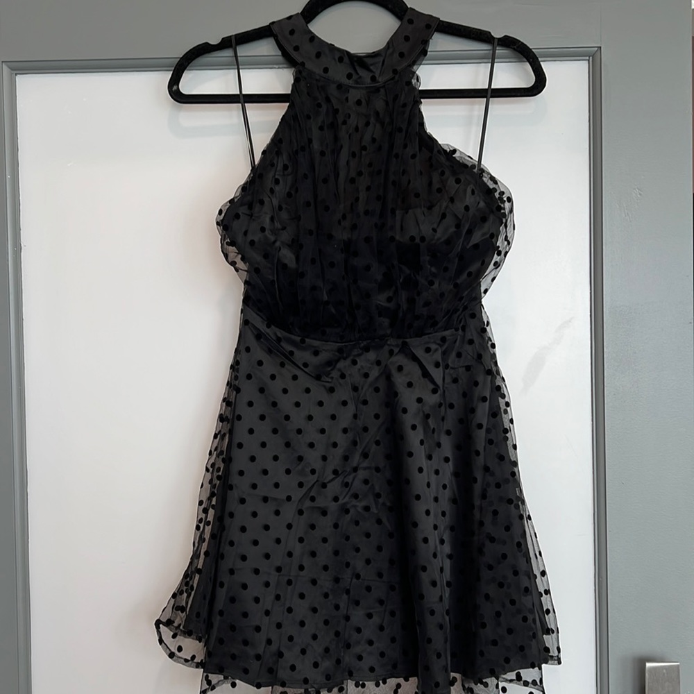 Black Polka Dot Mini-Dress Size M